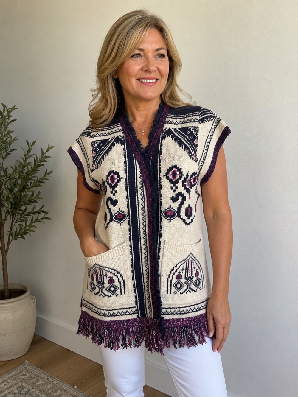 ANGEL OF THE NORTH Anthropologie fringes vest XS/S Run big NWT